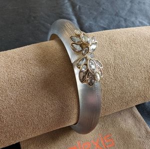 Alexis Bittar Lucite and Crystal Hinged Bangle -  Warm Grey